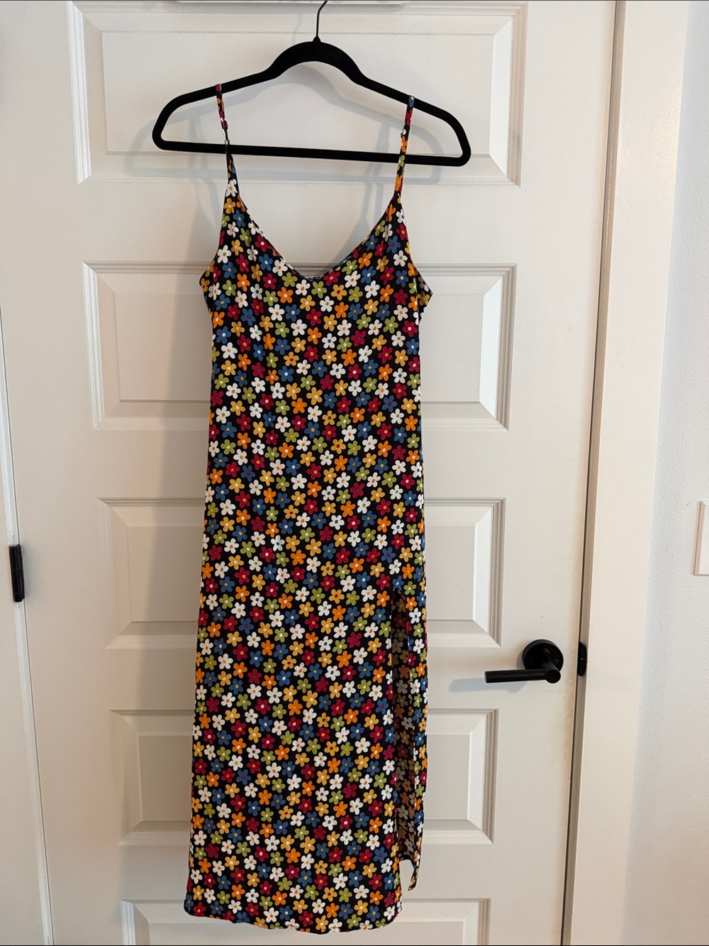 Reformation Crimini Black Floral Slip Midi Dress